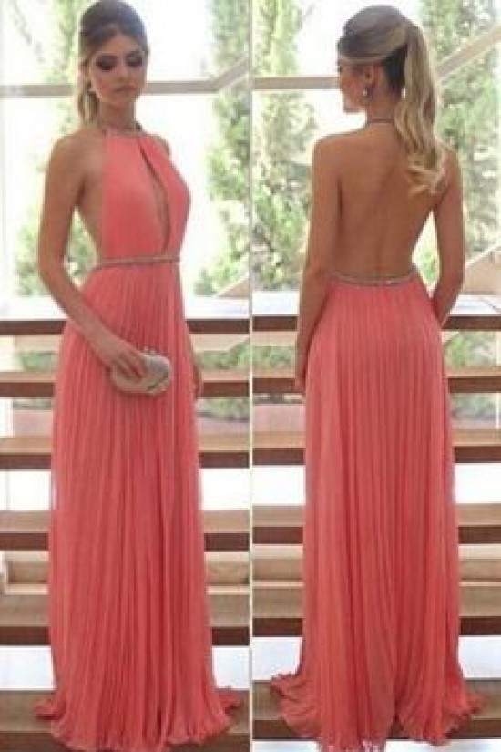 Sexy Halter Backless Chiffon Beaded Prom Formal Evening Party Dresses 3021411 Sexy Halter Backless Chiffon Beaded Prom Formal Evening Party Dresses 3021411
