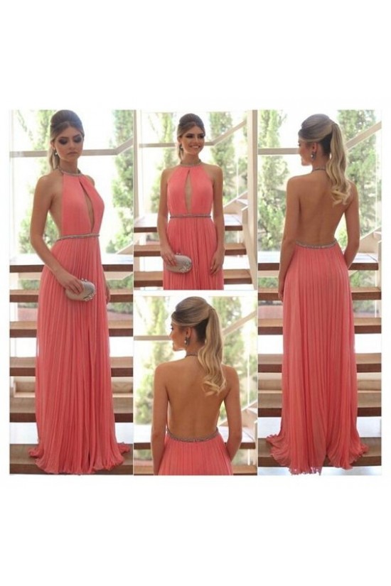Sexy Halter Backless Chiffon Beaded Prom Formal Evening Party Dresses 3021411 Sexy Halter Backless Chiffon Beaded Prom Formal Evening Party Dresses 3021411