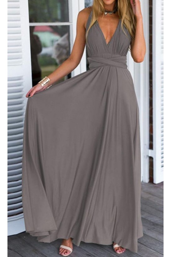 Long Grey V-Neck Chiffon Prom Formal Evening Party Dresses 3021413 Long Grey V-Neck Chiffon Prom Formal Evening Party Dresses 3021413