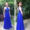 A-Line Long Blue Beaded Prom Formal Evening Party Dresses 3021416