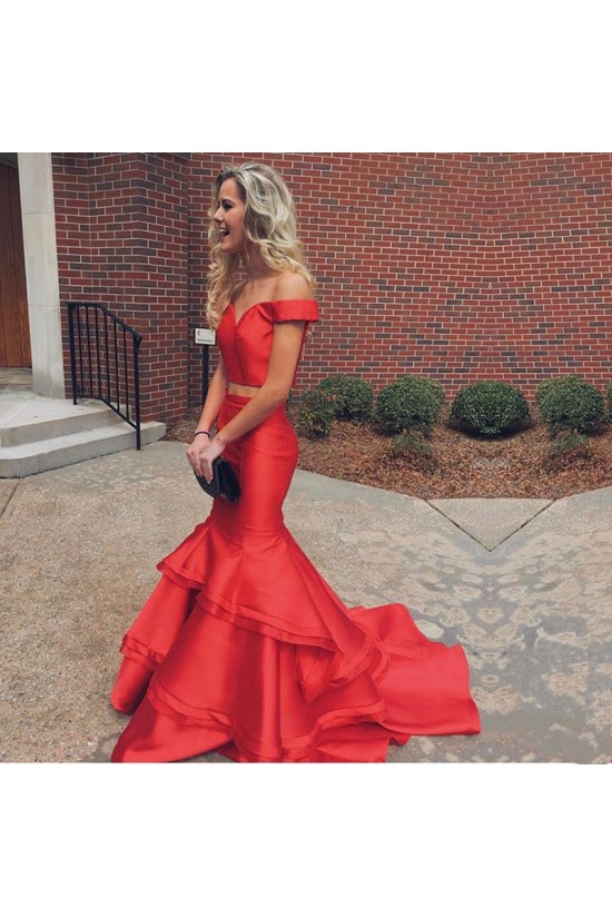 Two Pieces Off-the-Shoulder Mermaid Long Red Prom Formal Evening Party Dresses 3021431 Two Pieces Off-the-Shoulder Mermaid Long Red Prom Formal Evening Party Dresses 3021431
