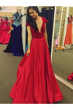 Red Decent A-line/Princess Sleeveless Beading Bodice Chiffon Long Prom Dresses main image 1