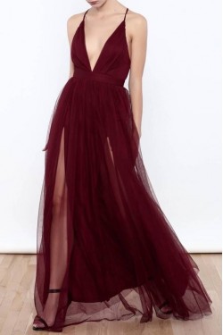 Deep V-Neck Long Prom Formal Evening Party Dresses 3021466