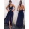 Sexy Halter Long Navy Blue Chiffon Prom Formal Evening Party Dresses 3021467