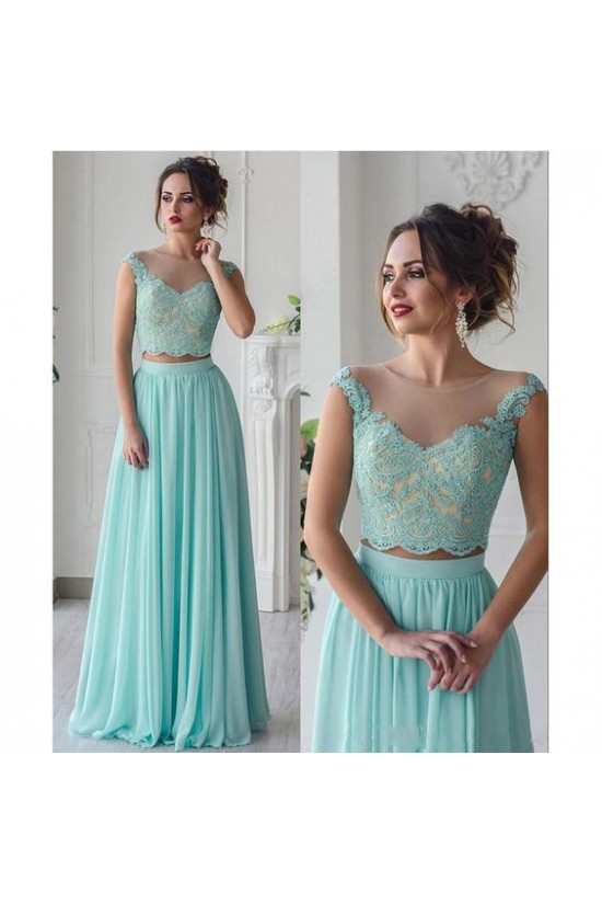 Long Blue Two Pieces Lace Chiffon Prom Formal Evening Party Dresses 3021481 Long Blue Two Pieces Lace Chiffon Prom Formal Evening Party Dresses 3021481