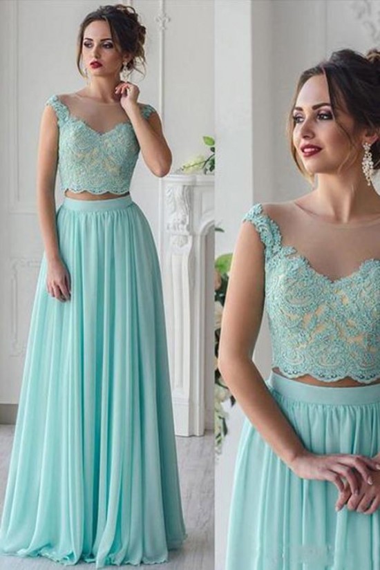 Long Blue Two Pieces Lace Chiffon Prom Formal Evening Party Dresses 3021481 Long Blue Two Pieces Lace Chiffon Prom Formal Evening Party Dresses 3021481
