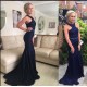 Mermaid Long Blue Beaded Lace Prom Formal Evening Party Dresses 3021486