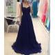 Long Blue Chiffon Prom Formal Evening Party Dresses 3021487