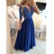 A-Line Long Blue Beaded Lace Prom Formal Evening Party Dresses 3021489