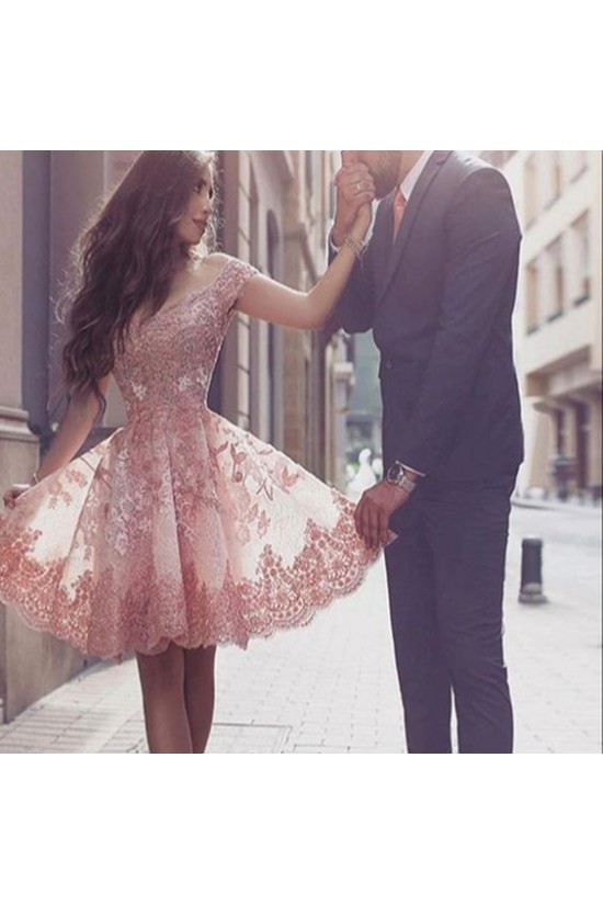 Short Lace Off-the-Shoulder Prom Homecoming Cocktail Graduation Dresses 3021508 Short Lace Off-the-Shoulder Prom Homecoming Cocktail Graduation Dresses 3021508