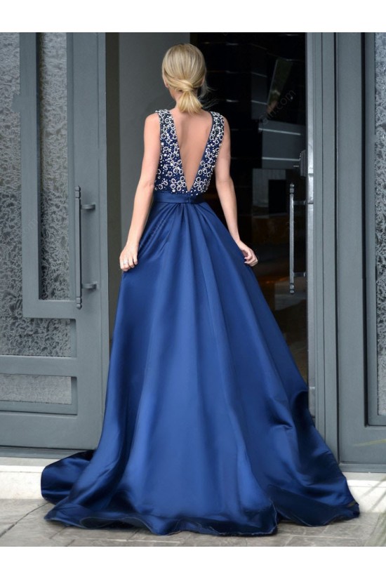 Long Blue Deep V-Neck Prom Formal Evening Party Dresses 3021521 Long Blue Deep V-Neck Prom Formal Evening Party Dresses 3021521