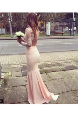 Mermaid Long Sleeves Lace Prom Formal Evening Party Dresses 3021522