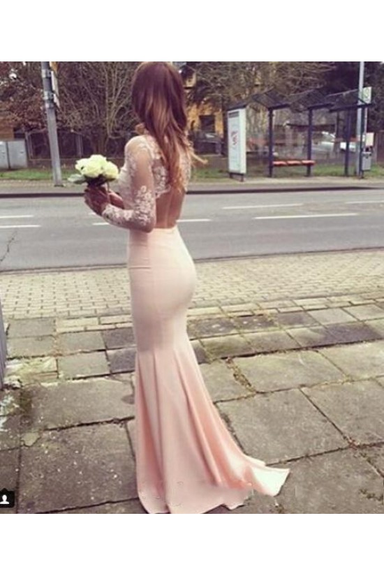 Mermaid Long Sleeves Lace Prom Formal Evening Party Dresses 3021522