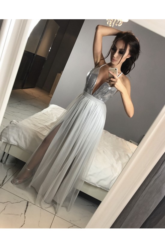 Sexy V-Neck Sequins and Tulle Prom Evening Party Dresses 3021540 Sexy V-Neck Sequins and Tulle Prom Evening Party Dresses 3021540