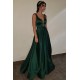 Elegant V-Neck Long Green Prom Evening Formal Dresses 3021541
