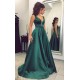 Elegant V-Neck Long Green Prom Evening Formal Dresses 3021541