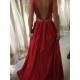 Long Red V-Neck Beaded Prom Evening Formal Dresses 3021556