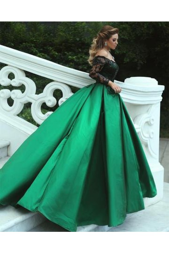 Ball Gown Long Sleeves Lace Satin Prom Evening Formal Dresses 3021566 Ball Gown Long Sleeves Lace Satin Prom Evening Formal Dresses 3021566