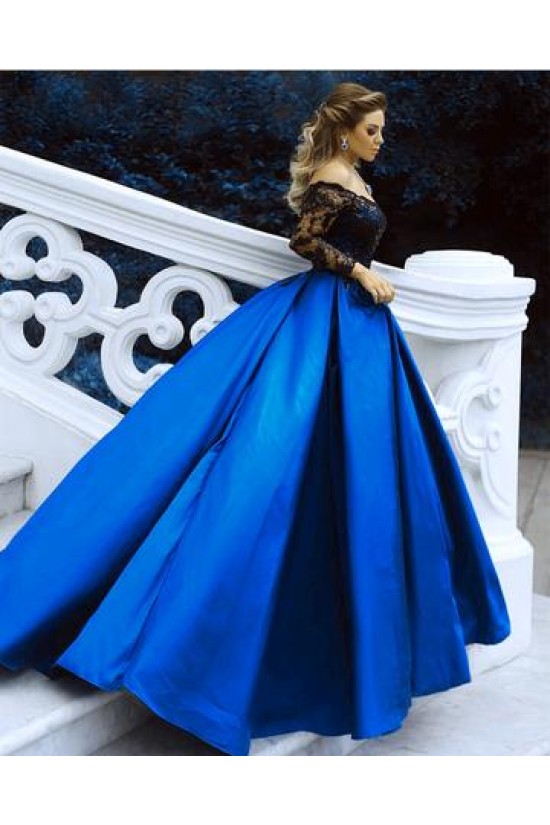 Ball Gown Long Sleeves Lace Satin Prom Evening Formal Dresses 3021566 Ball Gown Long Sleeves Lace Satin Prom Evening Formal Dresses 3021566