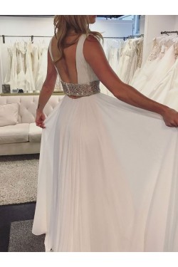 Deep V-Neck Beaded Long Prom Evening Party Dresses 3021581
