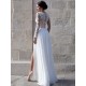 Long See Through Sleeves Lace Top Chiffon White Prom Evening Formal Dresses 3020159