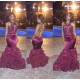 Sexy Long Purple Backless Lace Top Mermaid Prom Evening Formal Dresses 3020163