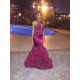 Sexy Long Purple Backless Lace Top Mermaid Prom Evening Formal Dresses 3020163
