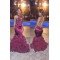 Sexy Long Purple Backless Lace Top Mermaid Prom Evening Formal Dresses 3020163