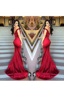 Elegant Red Long Off-the-Shoulder Prom Evening Formal Dresses 3020172