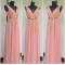 Column V-Neck Beaded Long Chiffon Prom Dresses Evening Gowns 3020194