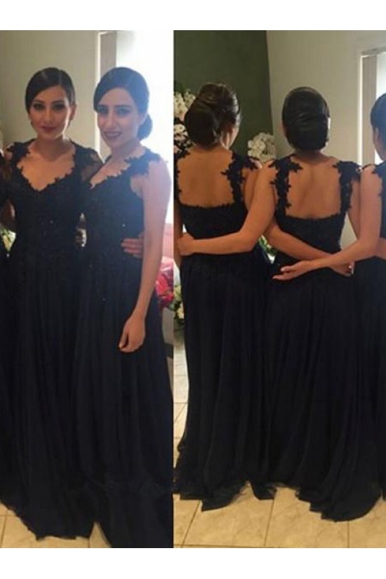 Navy Blue Lace Appliques Chiffon Long Bridesmaid Dresses Prom Evening Gowns 3020198 Navy Blue Lace Appliques Chiffon Long Bridesmaid Dresses Prom Evening Gowns 3020198