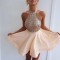 Halter Sequins Short Backless Homecoming Cocktail Prom Dresses Evening Gowns 3020204