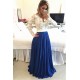 Royal Blue White Lace Chiffon Long Sleeves Prom Dresses Evening Gowns 3020208 Royal Blue White Lace Chiffon Long Sleeves Prom Dresses Evening Gowns 3020208