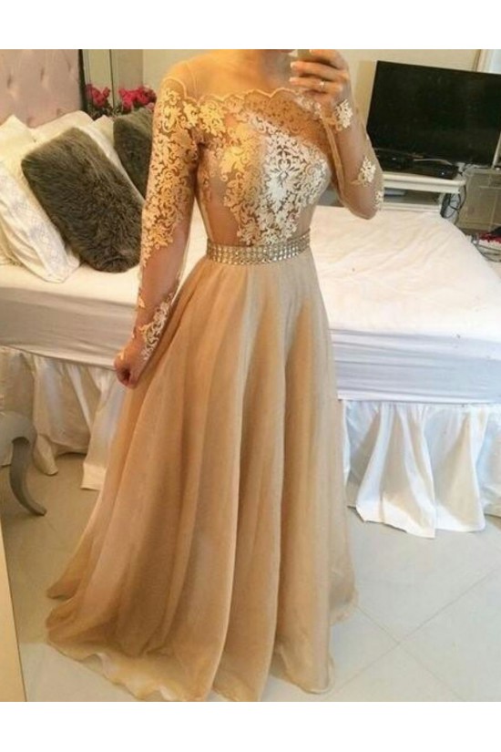 Long Sleeves Off-the-Shoulder Lace Chiffon Prom Dresses Evening Gowns 3020209 Long Sleeves Off-the-Shoulder Lace Chiffon Prom Dresses Evening Gowns 3020209