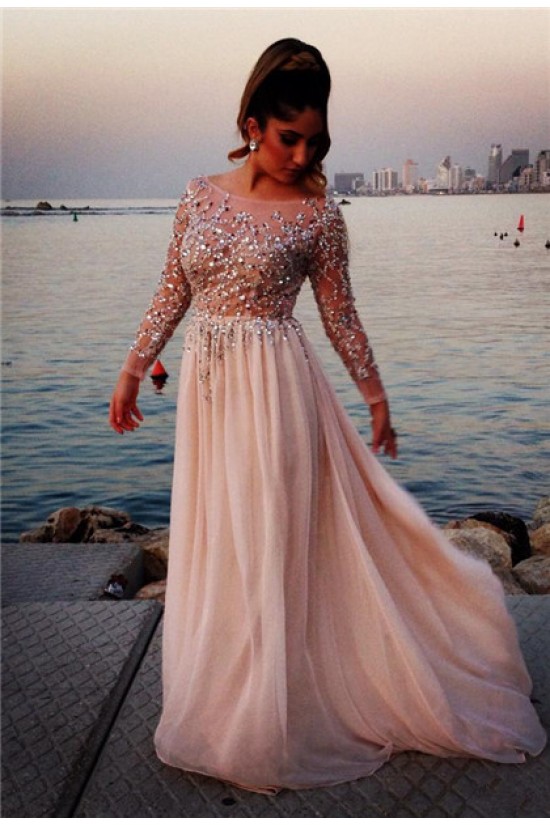 Beaded Long Sleeves Chiffon Prom Dresses Evening Gowns 3020210 Beaded Long Sleeves Chiffon Prom Dresses Evening Gowns 3020210