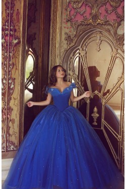 Ball Gown Off-the-Shoulder Blue Prom Dresses Evening Gowns 3020224