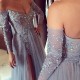 Grey Lace Long Sleeves Off-the-Shoulder Split Long Prom Dresses Evening Gowns 3020235 Grey Lace Long Sleeves Off-the-Shoulder Split Long Prom Dresses Evening Gowns 3020235