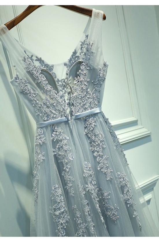 A-Line V-Neck Lace Appliques Tulle Prom Dresses Party Evening Gowns 3020251 A-Line V-Neck Lace Appliques Tulle Prom Dresses Party Evening Gowns 3020251