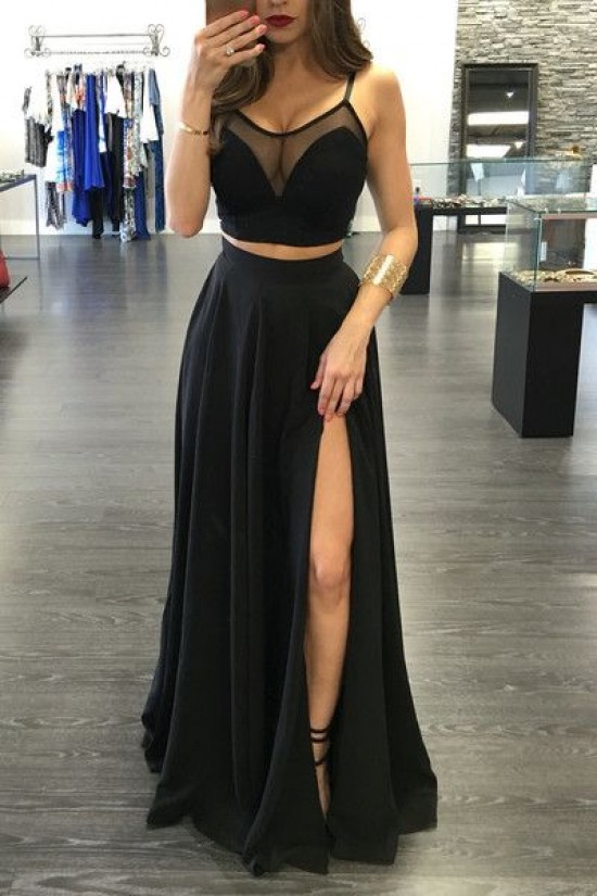 Sexy Black Two Pieces Prom Dresses Party Evening Gowns 3020253