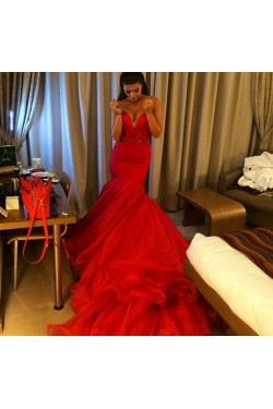 Mermaid Sweetheart Long Red Prom Dresses Party Evening Gowns 3020258