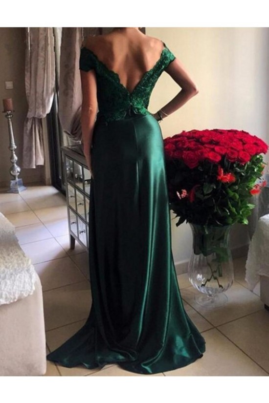 Long Green Off-the-Shoulder Lace Prom Dresses Party Evening Gowns 3020261 Long Green Off-the-Shoulder Lace Prom Dresses Party Evening Gowns 3020261
