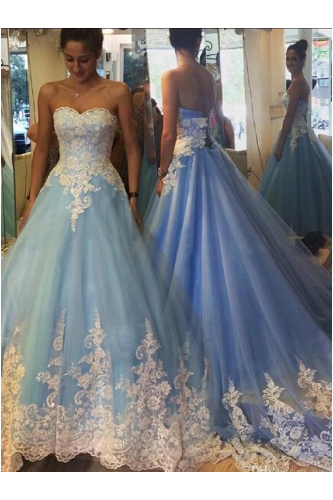 Beautiful Blue Evening Prom Dress Long Gown main image 1