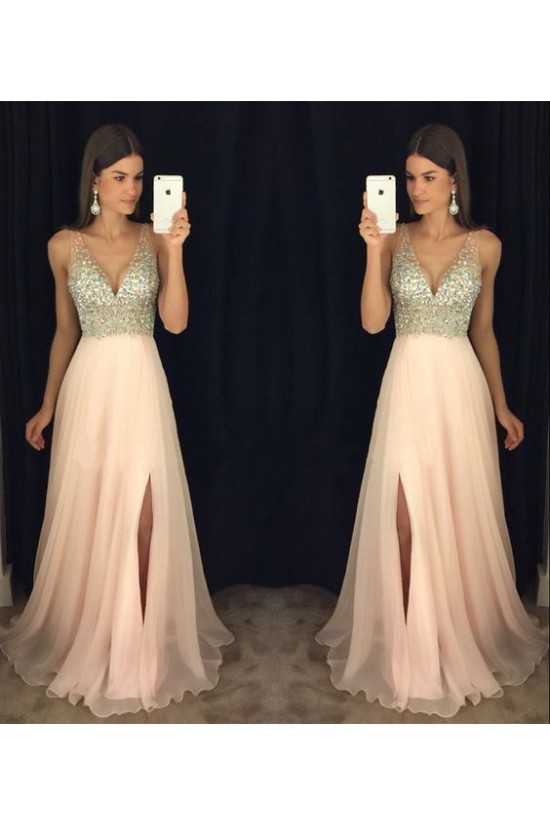A-Line V-Neck Beaded Sequins Long Chiffon Prom Dresses Party Evening Gowns 3020276 A-Line V-Neck Beaded Sequins Long Chiffon Prom Dresses Party Evening Gowns 3020276