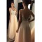 A-Line V-Neck Lace Tulle Long Prom Dresses Party Evening Gowns 3020281