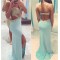 Long Blue Lace Chiffon Prom Dresses Party Evening Gowns 3020282