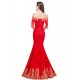Mermaid Off-the-Shoulder Long Red Lace Prom Dresses Party Evening Gowns 3020283