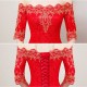 Mermaid Off-the-Shoulder Long Red Lace Prom Dresses Party Evening Gowns 3020283