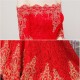 Mermaid Off-the-Shoulder Long Red Lace Prom Dresses Party Evening Gowns 3020283