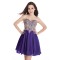 A-Line Sweetheart Gold Lace Appliques Short Purple Prom Dresses Party Evening Gowns 3020285