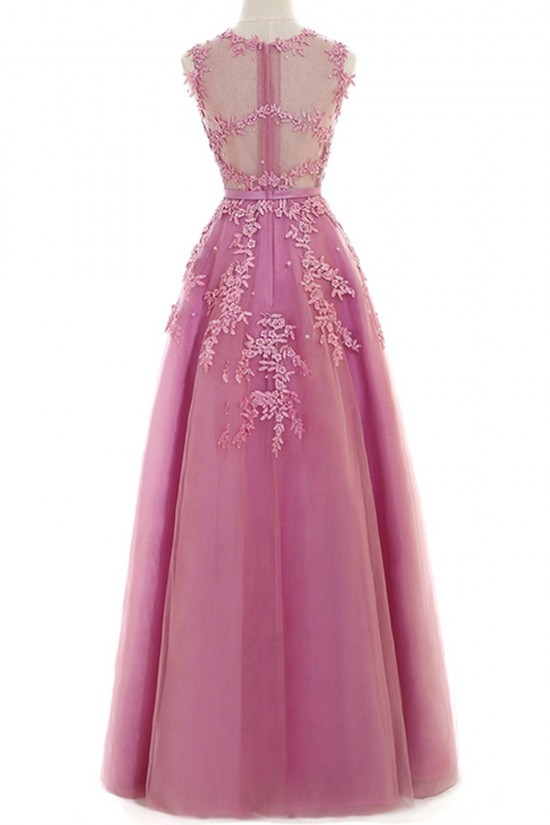 A-Line Illusion Neckline Lace Long Prom Dresses Party Evening Gowns 3020287 A-Line Illusion Neckline Lace Long Prom Dresses Party Evening Gowns 3020287